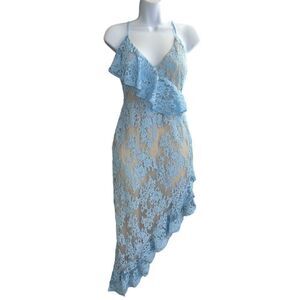 NBD Victoria Midi Dress In Ice Blue Size S